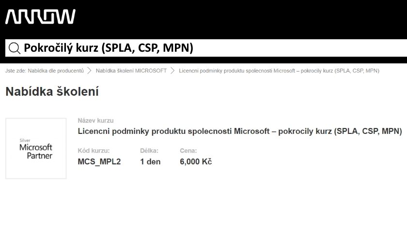 Pokročilý kurz - Licenční podmínky produktů společnosti Microsoft