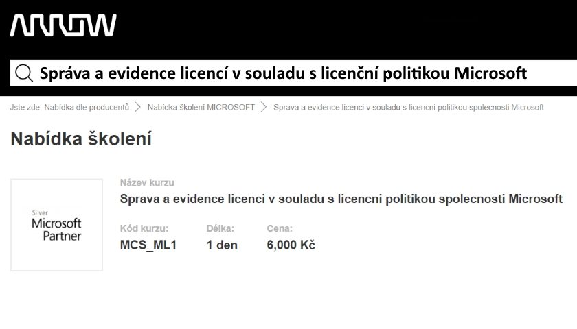 Správa a evidence licencí v souladu s licenční politikou Microsoft